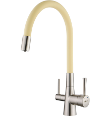 Смеситель для кухни Lemark Comfort LM3075BN-Beige с гибким изливом, никель, бежевый