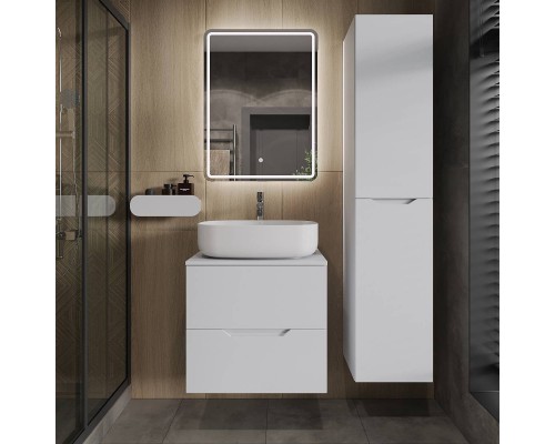 Мебель для ванной комнаты Orange Line 60 подвесная, 2 ящика, матовая белая с раковиной B07-540W