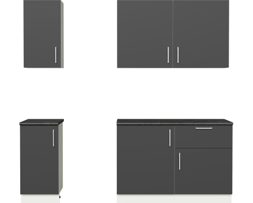 Кухонный гарнитур Domaci Болонья 220 см, фасад графит, ручка хром, столешница луна KUH-708336