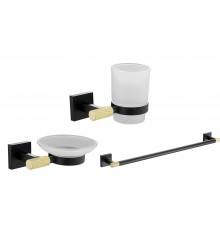 Стакан Rose RG30H RG3012H золото, черный + Мыльница Rose RG30H RG3003H золото, черный  + Полотенцедержатель Rose RG3017H черный