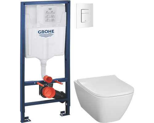 Комплект Унитаз подвесной Geberit Smyle Square 500.683.01.1 + Инсталляция Grohe Rapid SL 38772SH0 3 в 1 с панелью смыва Комплект Унитаз подвесной Geberit Smyle Square 500.683.01.1 + Инсталляция Grohe Rapid SL 38772SH0 3 в 1 с панелью смыва