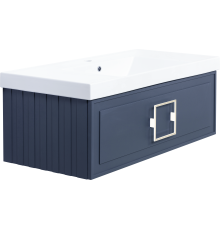 Тумба с раковиной La Fenice Cubo 100 подвесная, blu grigio, ручка белая, раковина Cubo 100