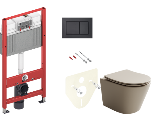 Комплект Унитаз подвесной Ceramicanova Balearica Rimless CN6000MC капучино матовый + Инсталляция TECE Now 9400414 4 в 1 с кнопкой смыва Комплект Унитаз подвесной Ceramicanova Balearica Rimless CN6000MC капучино матовый + Инсталляция TECE Now 9400414 4 в 1 с кнопкой смыва