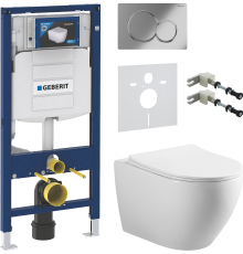 Комплект Унитаз подвесной Vincea Esse + Крепления Geberit Duofix 111.815.00.1 к стене + Шумоизоляция + Инсталляция UP 320 111.300.00.5 + Кнопка Sigma 01 115.770.21.5 хром