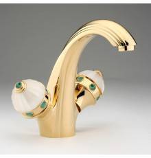 THG Amboise Malachite Смеситель для раковины, 1 отв., цвет: золото/малахит. A1J-F01-2155