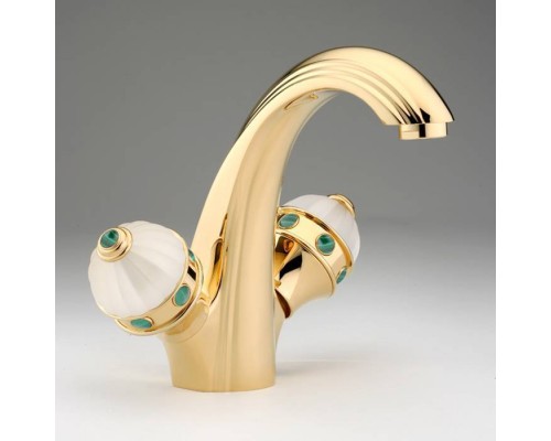 THG Amboise Malachite Смеситель для раковины, 1 отв., цвет: золото/малахит. A1J-F01-2155