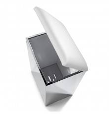 Decor Walther Case HK2 Корзина для белья 42x32x66cм, напольная, цвет: сталь полированная / белая кожа. 0611850