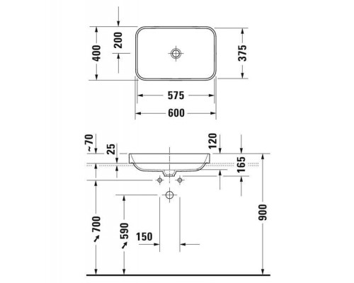 Duravit Happy D.2 Plus Раковина 60х40 см, без отв., без перелива, с выпуском с керамической крышкой, цвет: Anthracite matt. 2359601300