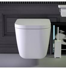 KNIEF Glam Унитаз подвесной безободковый 58х39х37 см, с сиденьем микролифт петли хром, цвет: белый матовый. 0600-084-01R