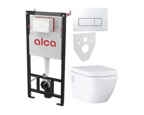 Комплект Унитаз подвесной Grohe Euro Ceramic 39703000 безободковый + Инсталляция AlcaPlast AM101/1120-4:1 RU M571-0001 кнопка смыва хром Комплект Унитаз подвесной Grohe Euro Ceramic 39703000 безободковый + Инсталляция AlcaPlast AM101/1120-4:1 RU M571-0001 кнопка смыва хром