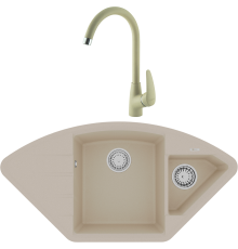 Комплект Мойка кухонная Lemark Irkana 980 9910044 бежевая + Смеситель Linara LM0405PBG бежевый