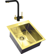 Комплект Мойка кухонная Zorg Inox PVD Inox Pvd SZR-4551 bronze + Смеситель Sanitary ZR 348 YF BLACK BRONZE