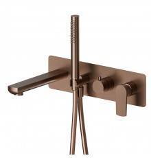 Newform Haka Смеситель для ванны, встраиваемый, с душевым гарнитуром, цвет: PVD brushed copper bronze. 72072E.59.067