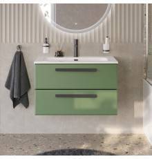 Тумба с раковиной Cezares Eco Cer-N 80, фисташковый софт, раковина Eco 80, ручки матовые черные
