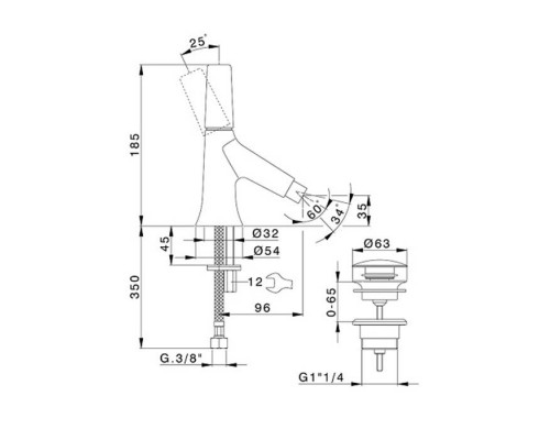 Cisal Vita Смеситель для биде, 1 отв., с донным клапаном, цвет: черный матовый. VI00055440