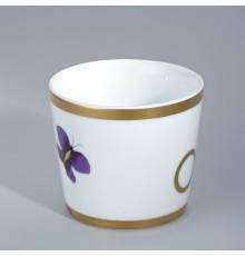 THG CAPUCINE MAUVE DECOR OR Китайская лакированная коробка с белой керамической крышкой Oslash;126 мм., middle size, декор золото/лиловый, цвет: золото. A7D-A02-4621