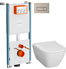 Комплект Унитаз подвесной Geberit Smyle Square 500.683.01.1 + Инсталляция VitrA V-Fix Core 732-5800-01PV + Кнопка Root Square 740-2395 никель