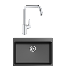Комплект Мойка Rivelato Axel Х-70 antracite + Смеситель Grohe Eurosmart