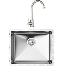 Комплект Мойка кухонная TopZero TZ RS 500 нержавеющая сталь + Смеситель WIX 205 INOX нержавеющая сталь
