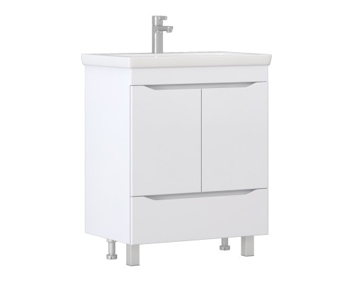 Тумба с раковиной Vigo Grani 70 напольная, 2 дверцы, 1 ящик, белая, раковина Como 70