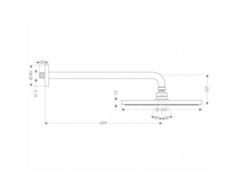 Hansgrohe Raindance Верхний душ d300 мм, держатель 450 мм, цвет: хром. 27492000 Hansgrohe Raindance Верхний душ d300 мм, держатель 450 мм, цвет: хром. 27492000