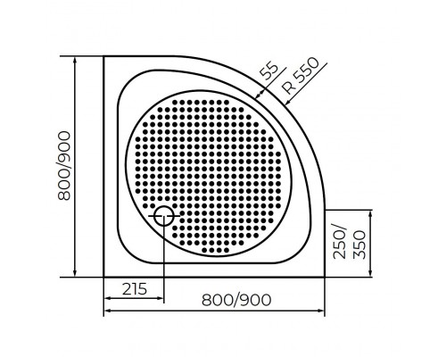 Душевой поддон полукруглый RGW LUX/TN-P  800x800