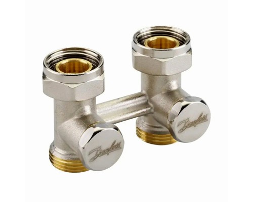 Клапан запорный радиаторный прямой Danfoss RLV-KS 3/4 НРxG3/4 ВР Kvs 1,6 м³/ч межосевое расстояние 50 мм. 003L0221