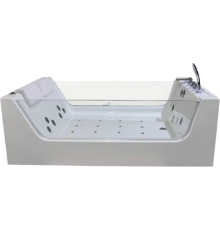 Акриловая ванна Ceruttispa C 454A 170x120 см, пристенная, с гидромассажем, белая, с каркасом, для двоих, со смесителем, со сливом-переливом, с подсветкой, с подголовником