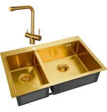 Комплект Мойка кухонная Zorg Inox PVD SZR-78-2-51 R bronze + Смеситель Inox SZR-7039 BRONZE бронза