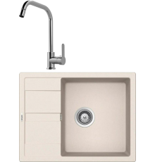 Комплект Мойка Schock Optima 50D Cristalite эверест + Смеситель MEGA City MG- ZRV104 хром
