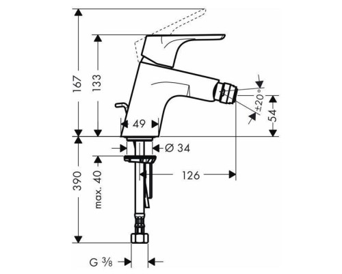Hansgrohe Focus, Смеситель для биде, с донным клапаном, Цвет: хром. 31920000 Hansgrohe Focus, Смеситель для биде, с донным клапаном, Цвет: хром. 31920000