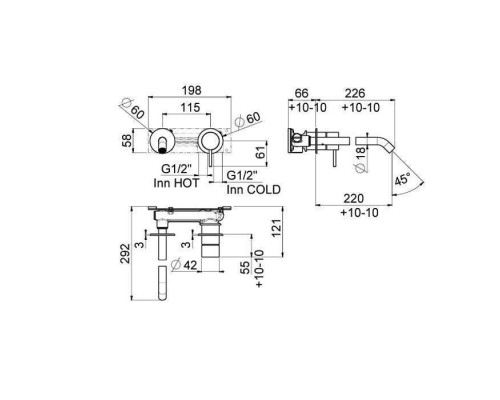 Carimali  ilTondo Смеситель со стены для раковины, традиционный картридж, цвет: хром. 0-ITD2702EST-CR