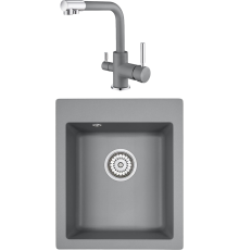 Комплект Мойка кухонная Emar Quartz EMQ-1415.Q Алмаз + Смеситель 3003N.9 Алмаз