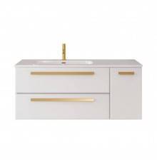 Тумба под раковину Cezares Eco Cer-N 120 L, 2 ящика, 1 дверца, bianco lucido, ручки сатиновое золото