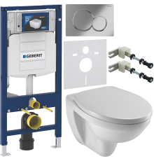 Комплект Унитаз подвесной Jacob Delafon Patio EDV102-00 + Крышка E4267 + Инсталляция Geberit Duofix UP 320 111.300.00.5 + Кнопка Sigma 01 115.770.21.5 хром + Крепления 111.815.00.1 к стене + Шумоизоляция 156.050.00.1