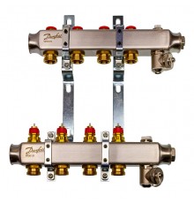Комплект коллекторов Danfoss SSM-4 с кронштейнами для 4 контуров. 088U0974