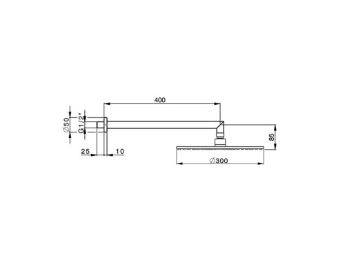 Cisal Shower Верхний душ 30см., с настенным держателем 40см, цвет: хром. DS01362021