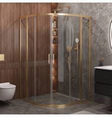 Душевой уголок Cezares Molveno R 22 90+30 C BORO IV, 120х120 см, профиль брашированное золото, стекло прозрачное