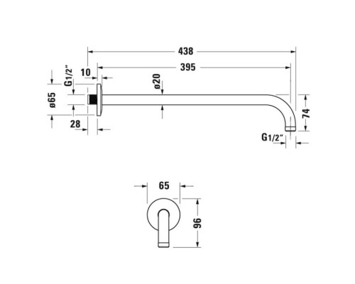 Duravit Кронштейн для душа 41см., настенный, цвет: хром. UV0670028010