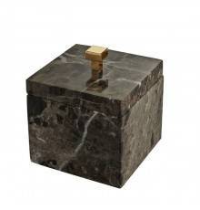 3SC Palace Marmo Баночка универсальная, 11x11xh13,5 см, с крышкой, настольная, цвет: мрамор Emperador dark/золото 24к. . PA48AEMGD