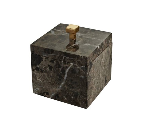 3SC Palace Marmo Баночка универсальная, 11x11xh13,5 см, с крышкой, настольная, цвет: мрамор Emperador dark/золото 24к. . PA48AEMGD 3SC Palace Marmo Баночка универсальная, 11x11xh13,5 см, с крышкой, настольная, цвет: мрамор Emperador dark/золото 24к. . PA48AEMGD