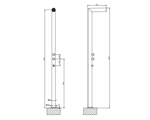 Gessi Outdoor Душевая стойка, для установки на улице, напольная, на 2 выход, без ручки и верхнего душа, цвет: Corten. 63203#856