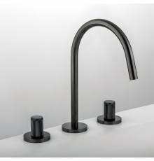 Gattoni MD Смеситель для раковины, 3 отв., ручки RONCO, с донным клапаном, цвет: черный матовый. MD100/22NO