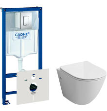 Комплект Унитаз подвесной Grossman GR-4411S безободковый + Инсталляция Grohe Rapid SL 38772001 3 в 1 с кнопкой смыва + Шумоизоляция 37131000