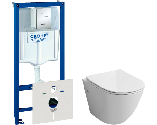 Комплект Унитаз подвесной Grossman GR-4411S безободковый + Инсталляция Grohe Rapid SL 38772001 3 в 1 с кнопкой смыва + Шумоизоляция 37131000