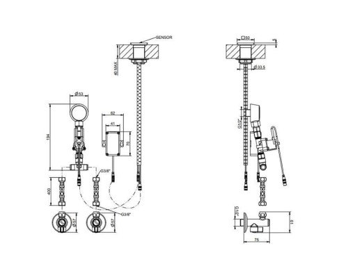 Gessi Rilievo Электронное удаленное управление для излива с кран-фильтром для регулировки температуры и напора воды, цвет: хром. 59028#031