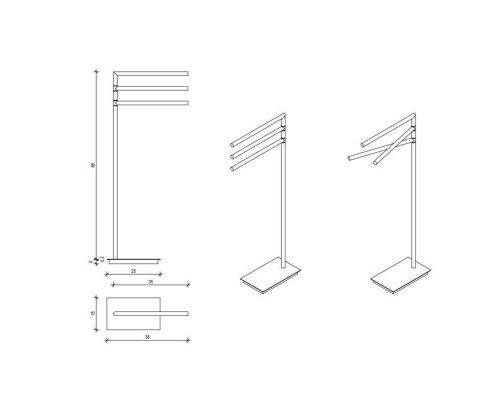 Decor Walther Straight 3 Полотенцедержатель 38xh89см, напольный, цвет: хром. 0504100