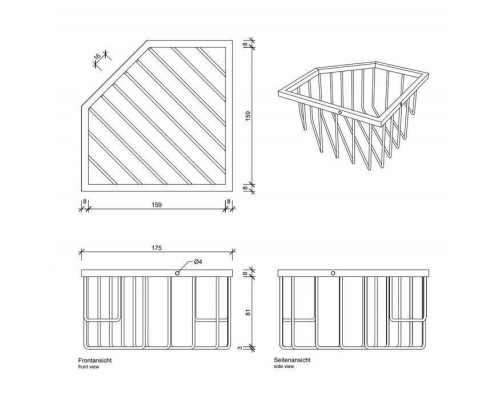 Decor Walther WA ECK1 Корзина универсальная 18x18x9.5см для душа, угловая, подвесная, цвет: черный матовый. 0703360