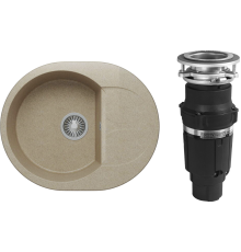 Комплект Мойка кухонная Polygran Atol 678989 песочная + Измельчитель Bone Crusher BC 610-AS