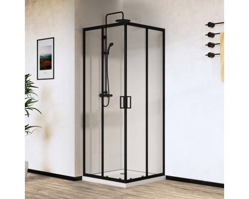 Душевой уголок Vincea City VSS-5CT8010CLB 100х80 см, профиль черный, стекло прозрачное
